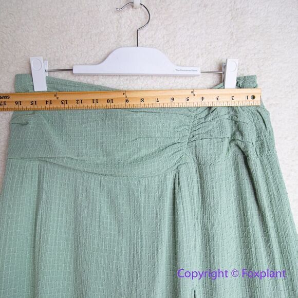 Free People - Light Green - Full Length Maxi Linen Skirt - Elastic Waist - - Picture 6 of 13